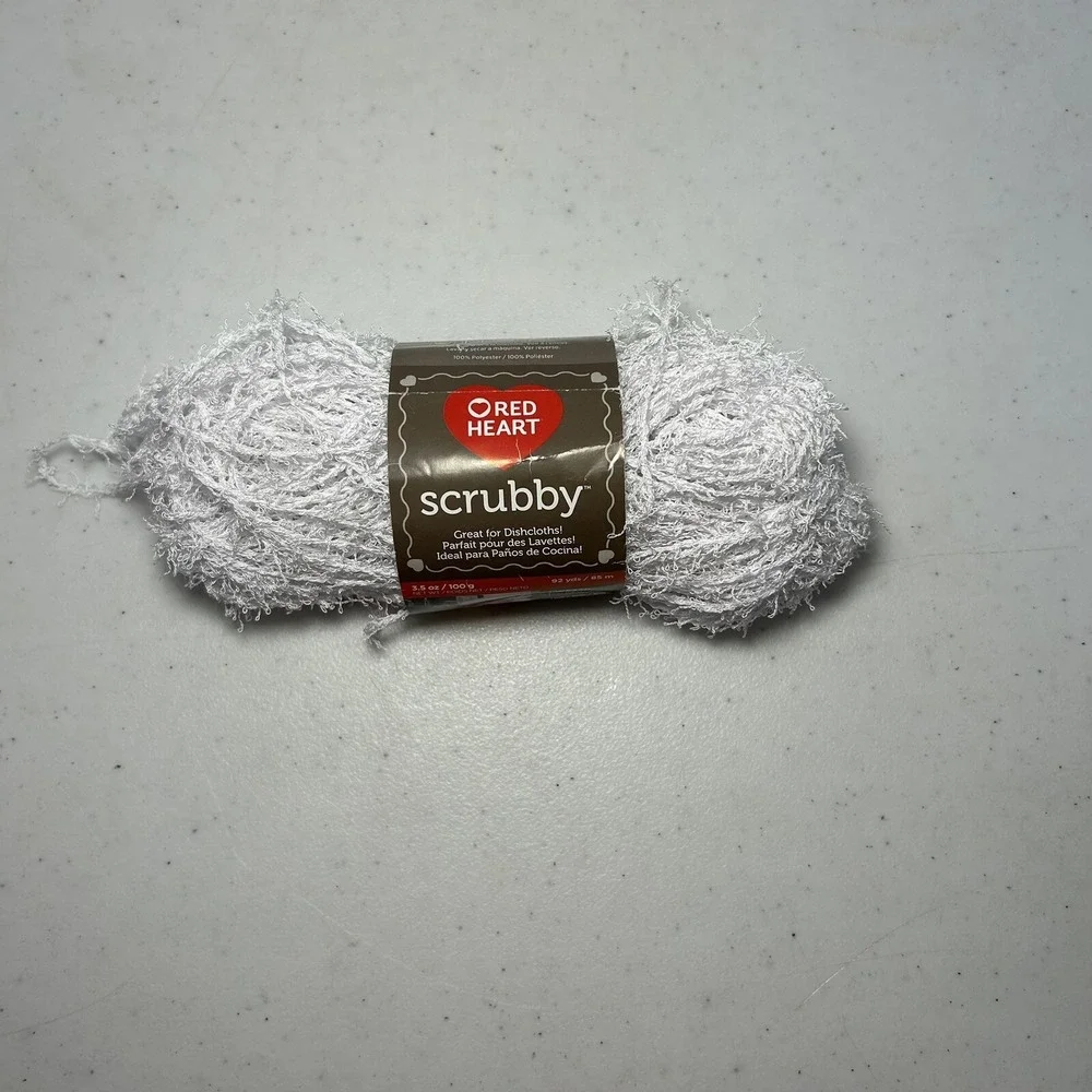 Red Heart Scrubby White Coconut 3.5oz 92yd‎ 100% Polyester Dishcloth New